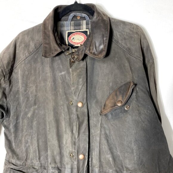 Vintage The Australian Outback Brown Cotton Oilskin Utility Jacket Chore Coat M - Picture 10 of 16